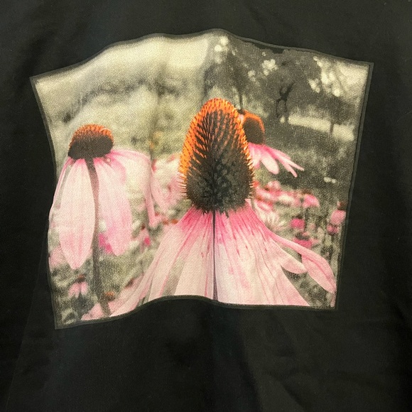 Helena Christensen x H&M Floral Graphic Black Hooded Pullover Sweatshirt - Picture 6 of 8